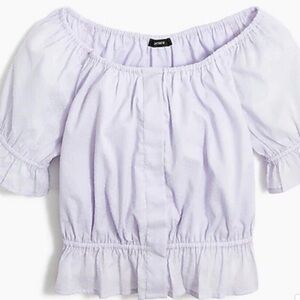 NWT J. Crew Gathered Scoopneck Top in Swiss Dot Periwinkle